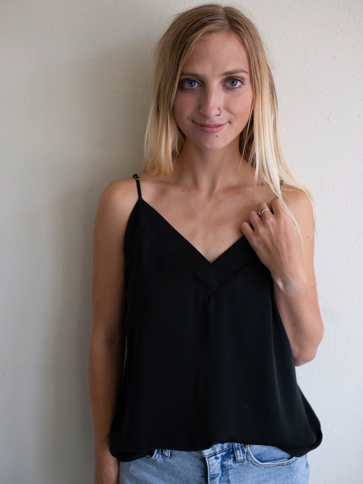 black silk camisole