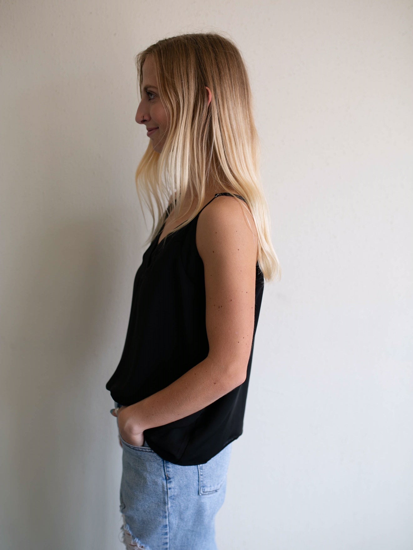 black silk camisole