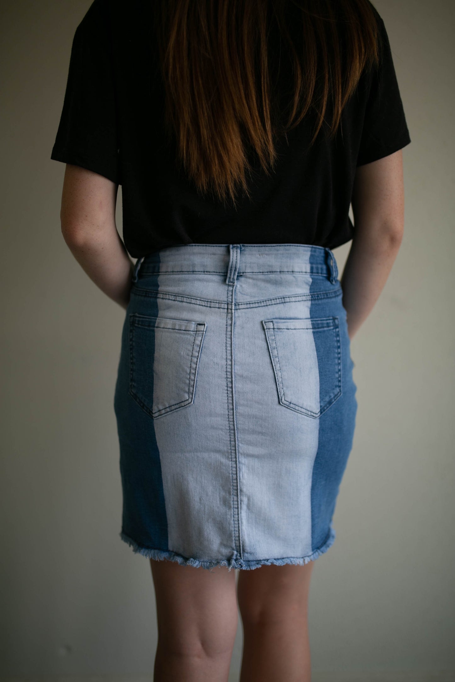 two tone denim skirt