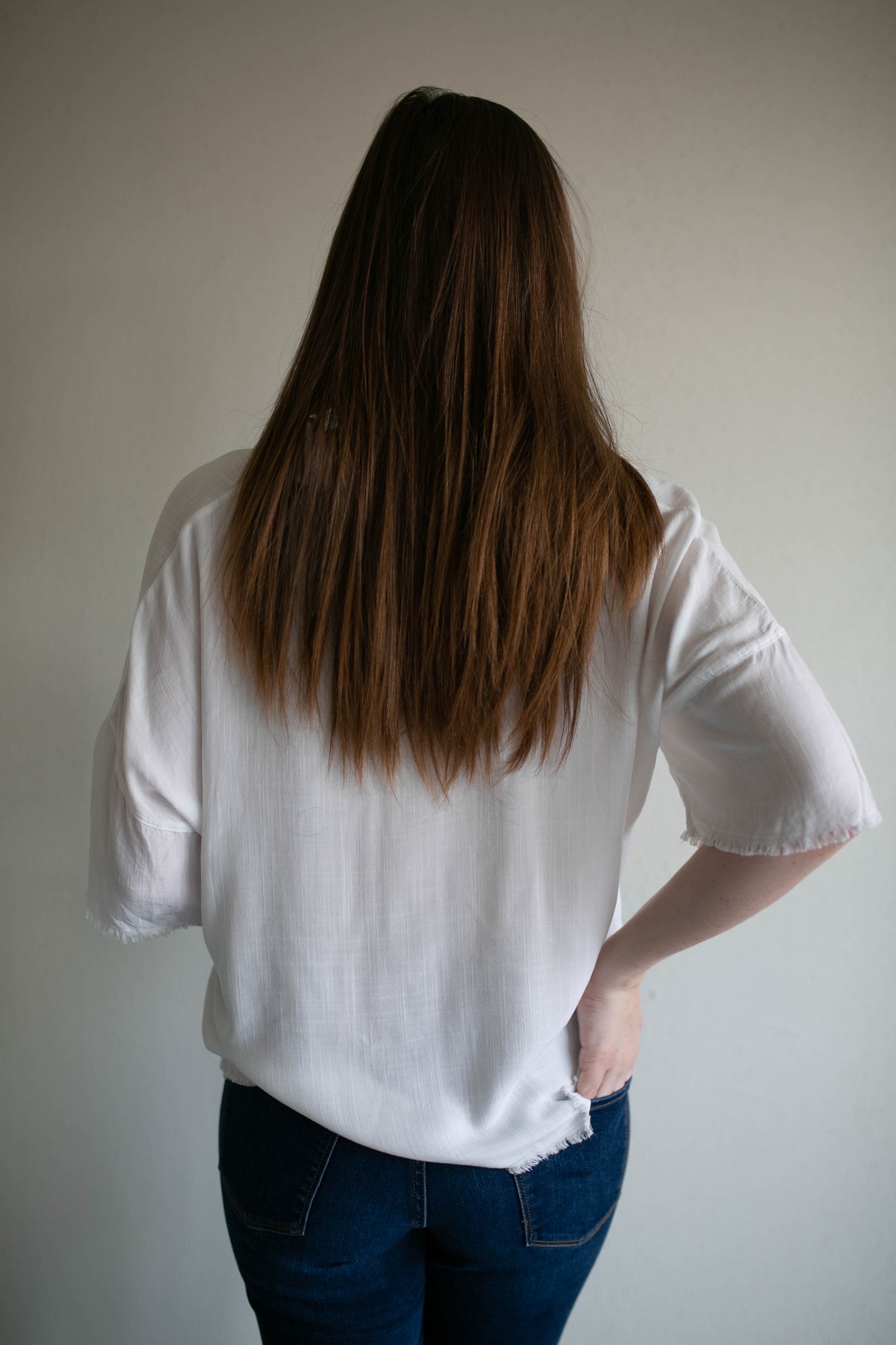 raw edge button up