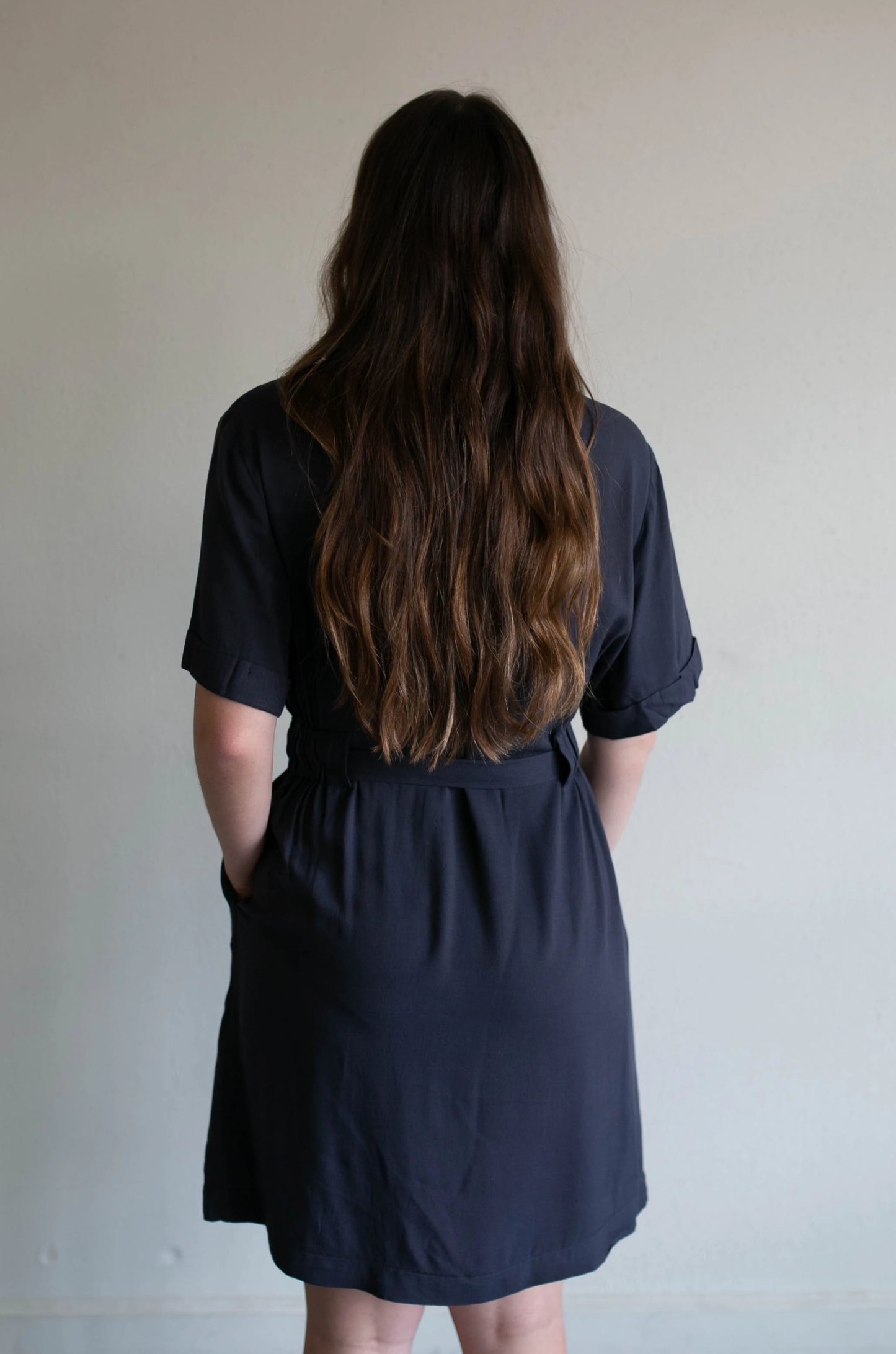 button & tie dress