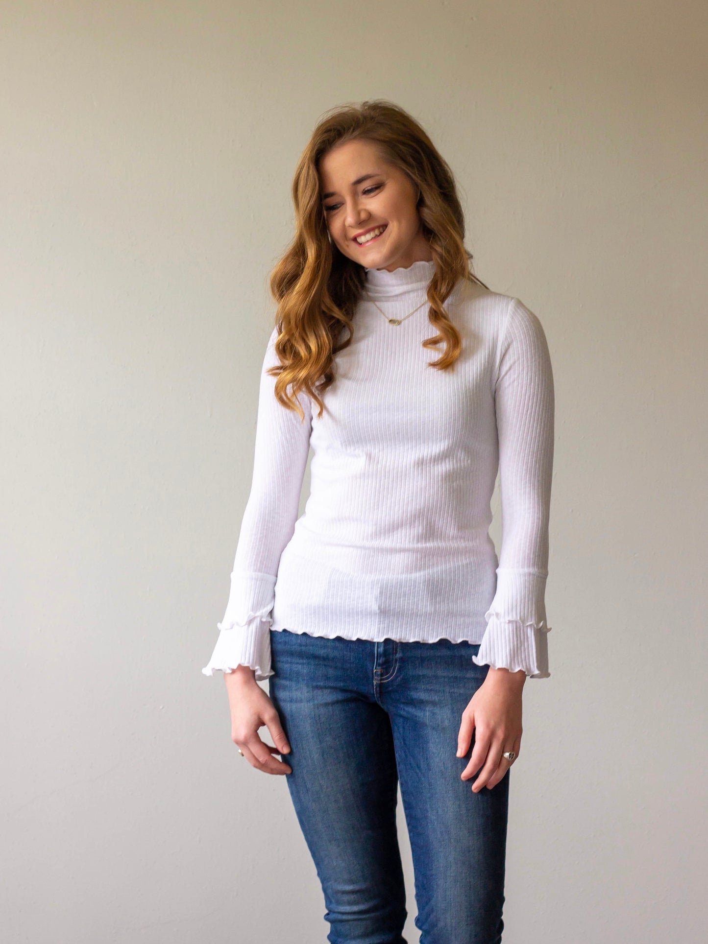 cher long sleeve ruffle