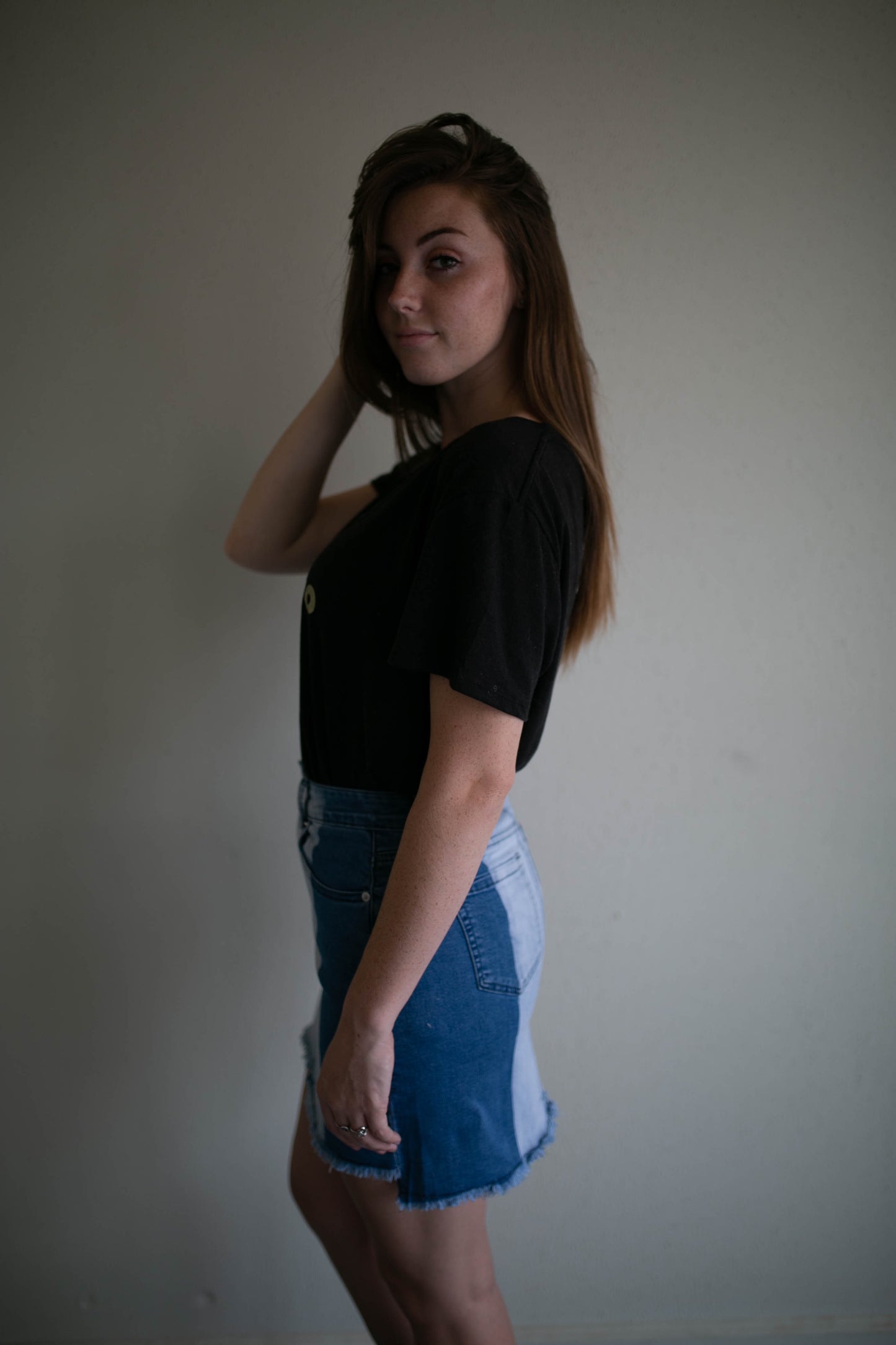 two tone denim skirt